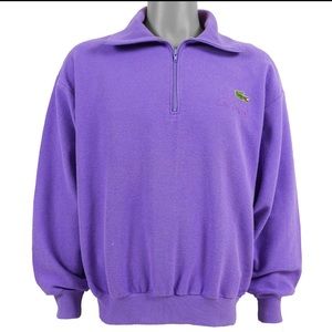 Mens LACOSTE 1/4 Zip Purple Pullover Sweatshirt Lg/5